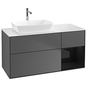 Villeroy and Boch Finion Villeroy and Boch Finion G811PHGK 120cm, white matt top, Emotion, glossy black lacquer shelves, matt anthracite