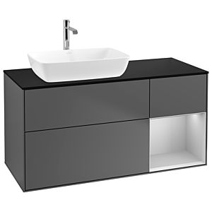 Villeroy and Boch Finion Villeroy and Boch Finion G812GJGK 120cm, cover plate black matt, Emotion, shelves Light gray matt lacquer, Anthracite matt