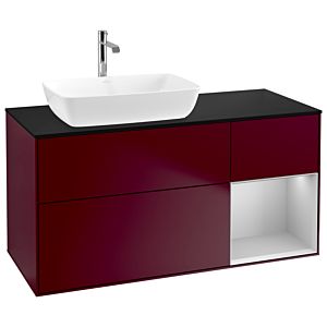 Villeroy und Boch Finion Waschtischunterschrank G812GJHB 120cm, Abdeckplatte black matt, Emotion, Regale Light grey matt lacquer, Peony Matt