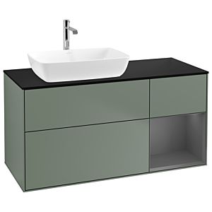 Villeroy and Boch Finion Villeroy and Boch Finion G812GKGM 120cm, black matt cover plate, Emotion, anthracite matt lacquer shelves, Olive Matt Lacquer