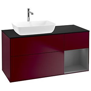 Villeroy und Boch Finion Waschtischunterschrank G812GKHB 120cm, Abdeckplatte black matt, Emotion, Regale Anthracite matt lacquer, Peony Matt