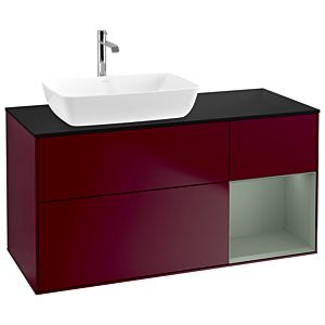 Villeroy und Boch Finion Waschtischunterschrank G812GMHB 120cm, Abdeckplatte black matt, Emotion, Regale Olive matt lacquer, Peony Matt
