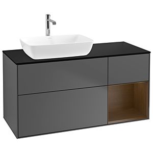 Villeroy et Boch Finion Villeroy et Boch G812GNGK 120cm, plaque de finition noir mat, émotion, étagères Walnut Veneer , anthracite mat