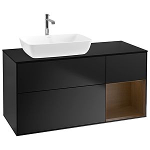 Villeroy and Boch Finion Villeroy and Boch Finion G812GNPD 120cm, cover plate black matt, Emotion, shelves Walnut Veneer , black matt lacquer