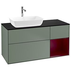 Villeroy and Boch Finion Villeroy and Boch Finion G812HBGM 120cm, cover plate black matt, Emotion, shelves Peony matt lacquer, Olive Matt Lacquer