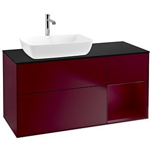 Villeroy und Boch Finion Waschtischunterschrank G812HBHB 120cm, Abdeckplatte black matt, Emotion, Regale Peony matt lacquer, Peony Matt