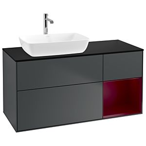 Villeroy und Boch Finion Waschtischunterschrank G812HBHG 120cm, Abdeckplatte black matt, Emotion, Regale Peony matt lacquer, Midnight Blue Matt Lacquer