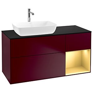 Villeroy und Boch Finion Waschtischunterschrank G812HFHB 120cm, Abdeckplatte black matt, Emotion, Regale Gold matt lacquer, Peony Matt