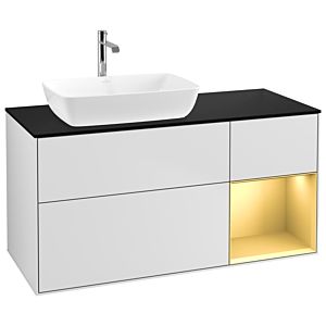 Villeroy and Boch Finion Villeroy and Boch Finion G812HFMT 120cm, cover plate black matt, Emotion, shelves gold matt lacquer, white matt lacquer