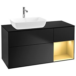 Villeroy and Boch Finion Villeroy and Boch Finion G812HFPD 120cm, cover plate black matt, Emotion, shelves gold matt lacquer, black matt lacquer