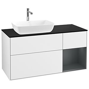 Villeroy and Boch Finion Villeroy and Boch Finion G812HGGF 120cm, black matt cover plate, Emotion, Midnight matt lacquer shelves, Glossy white lacquer