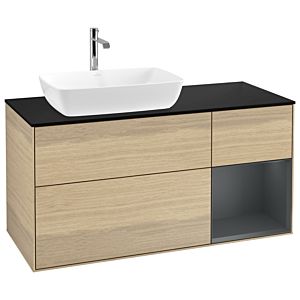 Villeroy und Boch Finion Waschtischunterschrank G812HGPC 120cm, Abdeckplatte black matt, Emotion, Regale Midnight matt lacquer, Oak Veneer