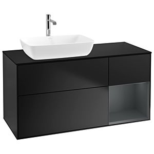 Villeroy und Boch Finion Waschtischunterschrank G812HGPD 120cm, Abdeckplatte black matt, Emotion, Regale Midnight matt lacquer, Black matt lacquer