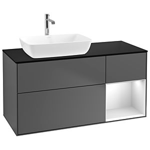 Villeroy and Boch Finion Villeroy and Boch Finion G812MTGK 120cm, cover plate black matt, Emotion, shelves white matt lacquer, anthracite matt