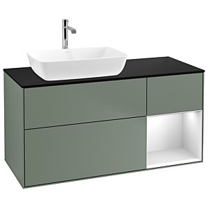 Villeroy and Boch Finion Villeroy and Boch Finion G812MTGM 120cm, black matt cover plate, Emotion, white matt lacquer shelves, Olive Matt Lacquer