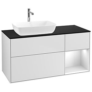 Villeroy and Boch Finion Villeroy and Boch Finion G812MTMT 120cm, cover plate black matt, Emotion, shelves white matt lacquer, white matt lacquer