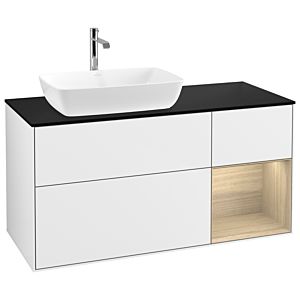 Villeroy and Boch Finion Villeroy and Boch Finion G812PCGF 120cm, black matt cover plate, Emotion, Oak Veneer shelves, Glossy white lacquer