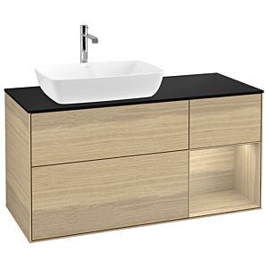 Villeroy et Boch Finion Villeroy et Boch G812PCPC 120cm, plaque de recouvrement noir mat, emotion, étagères Oak Veneer , Oak Veneer