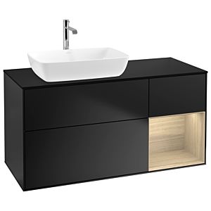 Villeroy et Boch Finion Villeroy et Boch G812PCPD 120cm, plaque de recouvrement noir mat, Emotion, étagères Oak Veneer , laqué noir mat