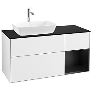 Villeroy and Boch Finion Villeroy and Boch Finion G812PDGF 120cm, cover plate black matt, Emotion, shelves Black matt lacquer, Glossy white lacquer