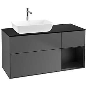 Villeroy and Boch Finion Villeroy and Boch Finion G812PDGK 120cm, cover plate black matt, Emotion, shelves Black matt lacquer, Anthracite matt