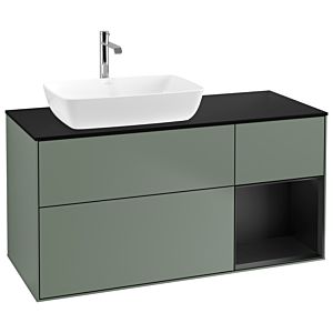 Villeroy and Boch Finion Villeroy and Boch Finion G812PDGM 120cm, black matt cover plate, Emotion, black matt lacquer shelves, Olive Matt Lacquer
