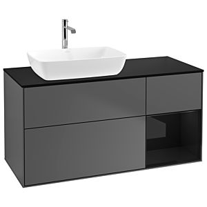 Villeroy and Boch Finion Villeroy and Boch Finion G812PHGK 120cm, cover plate black matt, Emotion, shelves Glossy black lacquer, Anthracite matt