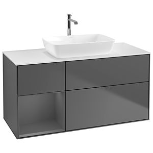 Villeroy et Boch Finion Villeroy et Boch G821GKGK 120cm, plaque de finition blanc mat, Emotion, étagères Laque anthracite mat, Anthracite mat