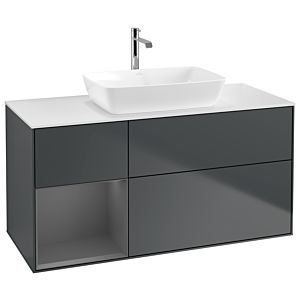 Villeroy und Boch Finion Waschtischunterschrank G821GKHG 120cm, Abdeckplatte white matt, Emotion, Regale Anthracite matt lacquer, Midnight Blue Matt Lacquer