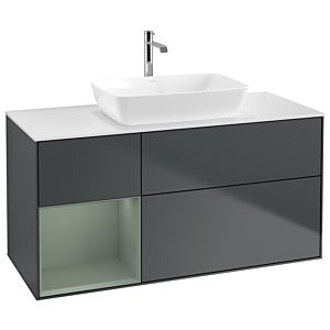 Villeroy et Boch Finion Villeroy et Boch G821GMHG 120cm, plaque de finition blanc mat, Emotion, étagères olive laqué mat, Midnight Blue Matt Lacquer