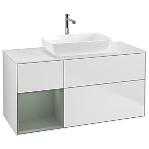 Villeroy and Boch Finion Villeroy and Boch Finion G821GMMT 120cm, cover plate white matt, Emotion, shelves olive matt lacquer, white matt lacquer