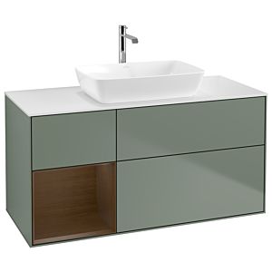 Villeroy et Boch Finion Villeroy et Boch G821GNGM 120cm, plaque de recouvrement blanc mat, emotion, étagères Walnut Veneer , Olive Matt Lacquer