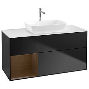 Villeroy and Boch Finion Villeroy and Boch Finion G821GNPD 120cm, cover plate white matt, Emotion, shelves Walnut Veneer , black matt lacquer