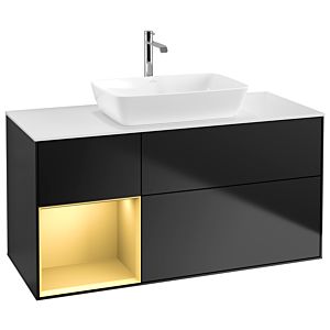 Villeroy and Boch Finion Villeroy and Boch Finion G821HFPD 120cm, cover plate white matt, Emotion, shelves gold matt lacquer, black matt lacquer