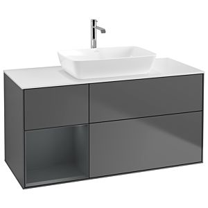 Villeroy und Boch Finion Waschtischunterschrank G821HGGK 120cm, Abdeckplatte white matt, Emotion, Regale Midnight matt lacquer, Anthracite matt