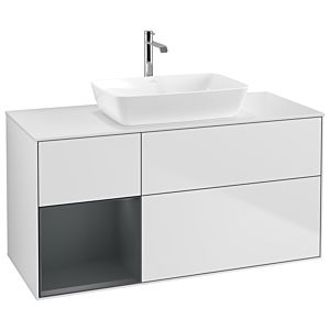 Villeroy und Boch Finion Waschtischunterschrank G821HGMT 120cm, Abdeckplatte white matt, Emotion, Regale Midnight matt lacquer, White matt lacquer