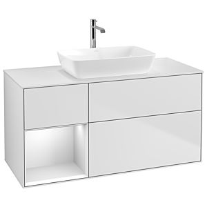 Villeroy et Boch Finion Villeroy et Boch G821MTMT 120cm, plaque de finition blanc mat, Emotion, étagères laqué blanc mat, laqué blanc mat