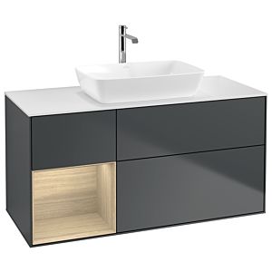 Villeroy et Boch Finion Villeroy et Boch G821PCHG 120cm, plaque de recouvrement blanc mat, Emotion, étagères Oak Veneer , Midnight Blue Matt Lacquer