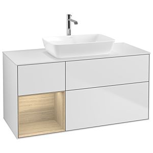 Villeroy und Boch Finion Waschtischunterschrank G821PCMT 120cm, Abdeckplatte white matt, Emotion, Regale Oak Veneer, White matt lacquer