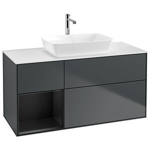 Villeroy und Boch Finion Waschtischunterschrank G821PDHG 120cm, Abdeckplatte white matt, Emotion, Regale Black matt lacquer, Midnight Blue Matt Lacquer