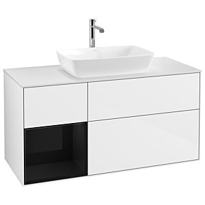 Villeroy und Boch Finion Waschtischunterschrank G821PHGF 120cm, Abdeckplatte white matt, Emotion, Regale Glossy black lacquer, Glossy white lacquer