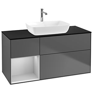 Villeroy and Boch Finion Villeroy and Boch Finion G822GJGK 120cm, cover plate black matt, Emotion, shelves light gray matt lacquer, anthracite matt