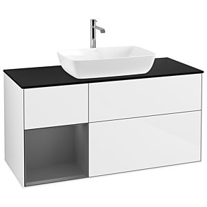 Villeroy and Boch Finion Villeroy and Boch Finion G822GKGF 120cm, cover plate black matt, Emotion, shelves anthracite matt lacquer, glossy white lacquer