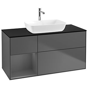 Villeroy and Boch Finion Villeroy and Boch Finion G822GKGK 120cm, cover plate black matt, Emotion, shelves anthracite matt lacquer, anthracite matt