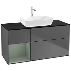 Villeroy and Boch Finion Villeroy and Boch Finion G822GMGK 120cm, cover plate black matt, Emotion, shelves olive matt lacquer, anthracite matt