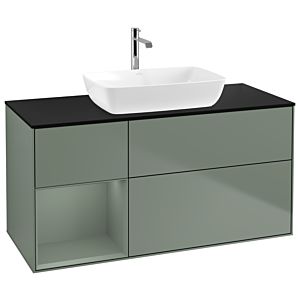 Villeroy and Boch Finion Villeroy and Boch Finion G822GMGM 120cm, cover plate black matt, Emotion, shelves olive matt lacquer, Olive Matt Lacquer