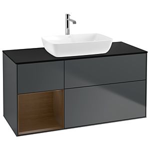 Villeroy and Boch Finion Villeroy and Boch Finion G822GNHG 120cm, cover plate black matt, Emotion, shelves Walnut Veneer , Midnight Blue Matt Lacquer