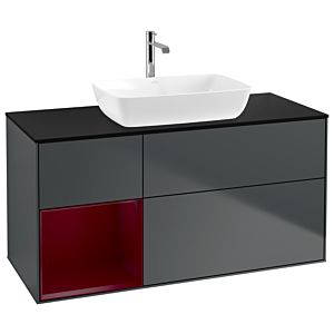 Villeroy und Boch Finion Waschtischunterschrank G822HBHG 120cm, Abdeckplatte black matt, Emotion, Regale Peony matt lacquer, Midnight Blue Matt Lacquer