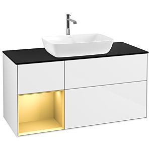 Villeroy and Boch Finion Villeroy and Boch Finion G822HFGF 120cm, cover plate black matt, Emotion, shelves gold matt lacquer, glossy white lacquer
