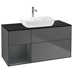 Villeroy and Boch Finion Villeroy and Boch Finion G822HGGK 120cm, cover plate black matt, Emotion, shelves Midnight matt lacquer, anthracite matt